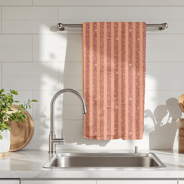 Linge De Cuisine Moderne rayures verticales orange mangue pailletée (Créateur téléchargé)