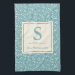 Linge De Cuisine Moderne Rustique Turquoise bleu Floral Famille Mon<br><div class="desc">Moderne Rustique Turquoise bleu Floral Famille Monogramme serviette de cuisine</div>