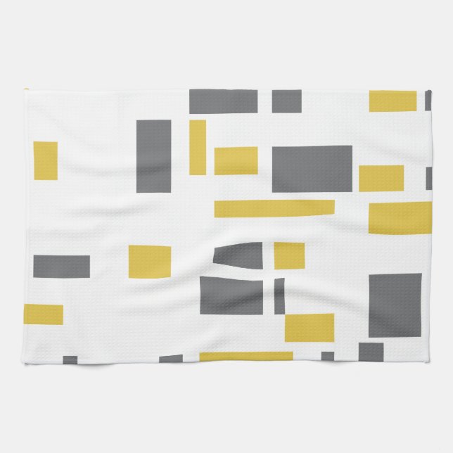 Linge De Cuisine Moderne, simple, motif géométrique jaune gris cool (Horizontal)