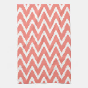 Linge De Cuisine Modes asiatiques saumons Ikat Chevrons