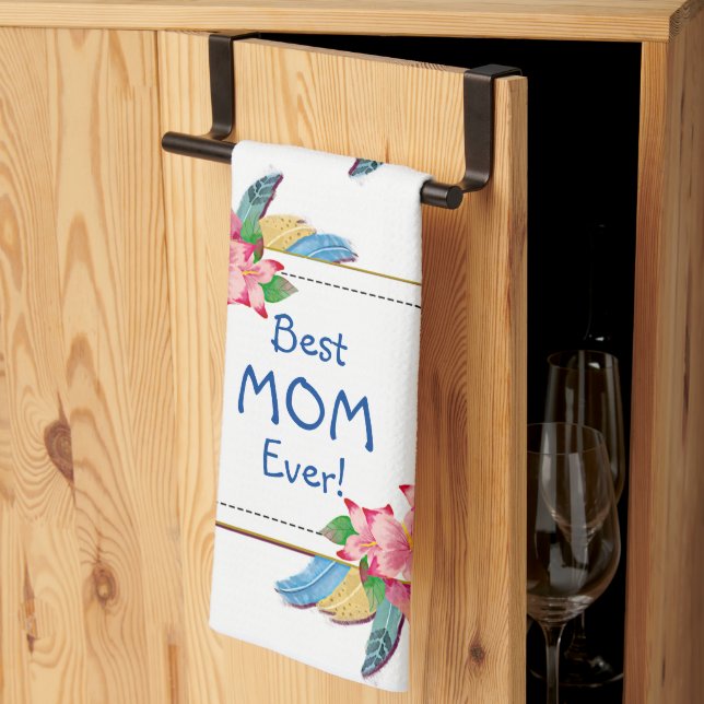 Linge De Cuisine Modifier le texte Ajouter le nom Boho Flower Feath (Pliage en tiers)