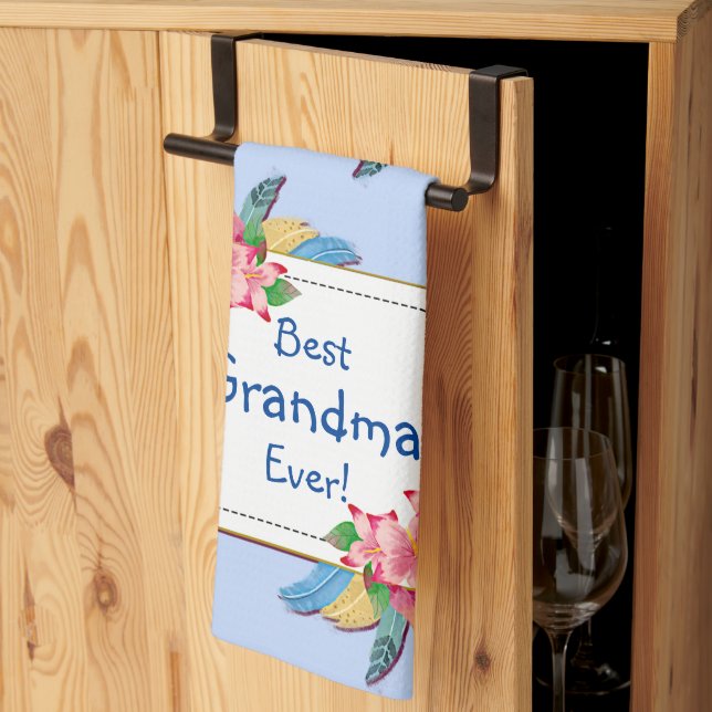 Linge De Cuisine Modifier le texte Ajouter le nom Boho Flower Feath (Pliage en tiers)