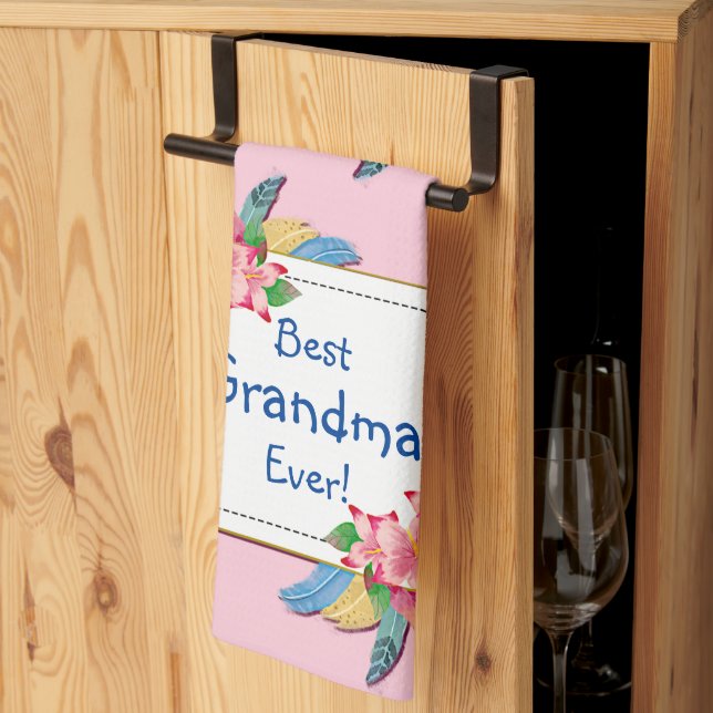 Linge De Cuisine Modifier le texte Ajouter le nom Boho Flower Feath (Pliage en tiers)