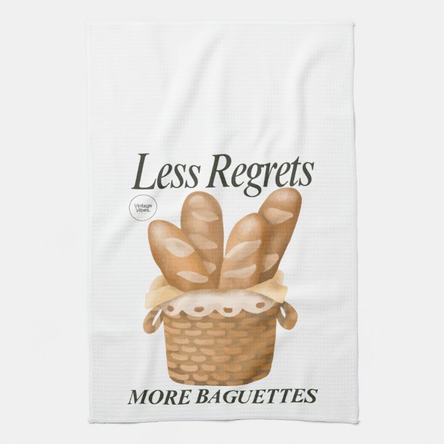 Linge De Cuisine Moins De Regrets Plus De Baguettes Drôle Pain Fran (Vertical)