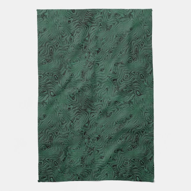 Linge De Cuisine Moire de soie petit Motif en vert de forêt (Vertical)