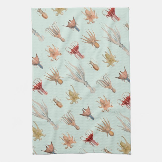 Linge De Cuisine Mollusques vintages (bleus) (Vertical)