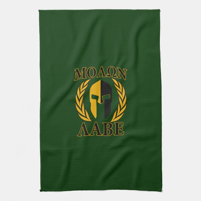 Linge De Cuisine Molon Labe Laurels spartiates sur Forest Green (Vertical)