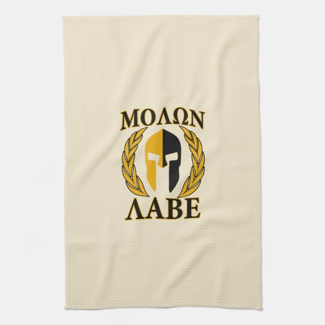 Linge De Cuisine Molon Labe Spartan Mask Laurels Décor Beige (Vertical)