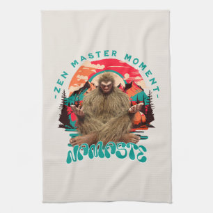 Linge De Cuisine Moment de maître Zen Bigfoot Art Rétro de Méditati