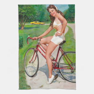 Linge De Cuisine Moment pour une balade - Fille rétro pin-up