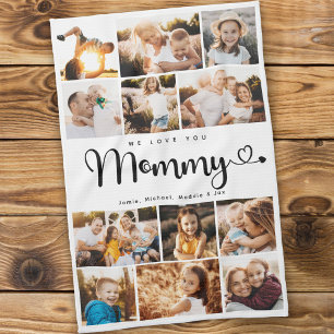 Linge De Cuisine Mommy We Love you Hearts Modern Photo Collage