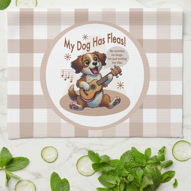 Linge De Cuisine Mon chien a des puces chanson d'accordage ukulélé (Plié)