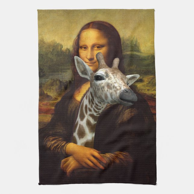 Linge De Cuisine Mona Lisa aime des girafes (Vertical)