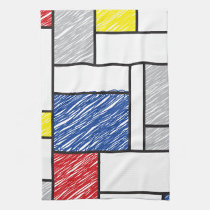 Linge De Cuisine Mondrian Gribouillages Minimaliste Art Moderne De