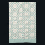 Linge De Cuisine Monogram Beach Sand Dollar Motif Cuisson<br><div class="desc">Un joli motif à dollar de sable orne cette serviette de cuisine. Personnalisez-le avec votre monogramme initial. Conçu pour vous par Blackberry Boulevard.</div>
