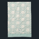 Linge De Cuisine Monogram Beach Sand Dollar Motif Cuisson<br><div class="desc">Un joli motif à dollar de sable orne cette serviette de cuisine. Personnalisez-le avec votre monogramme initial. Conçu pour vous par Blackberry Boulevard.</div>
