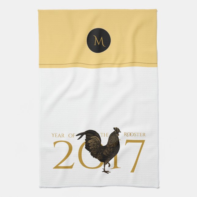 Linge De Cuisine Monogramme 2017 chinois de nouvelle année de coq (Vertical)
