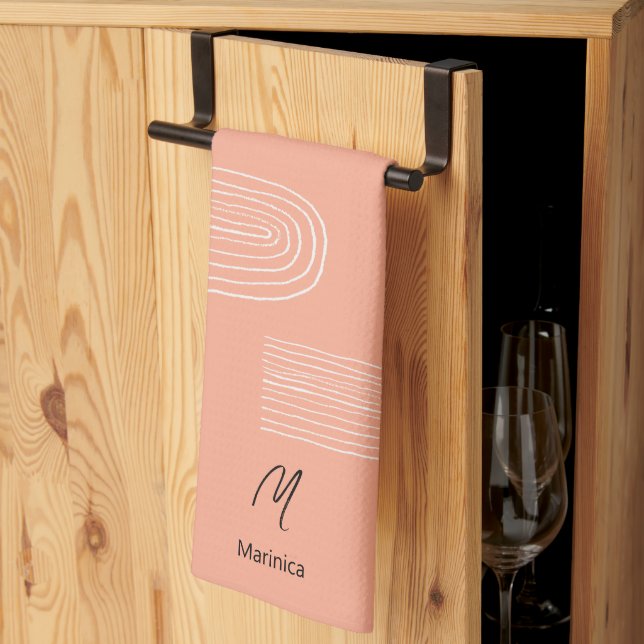Linge De Cuisine Monogramme arc-en-ciel chic Boho milieu du siècle (Pliage en tiers)