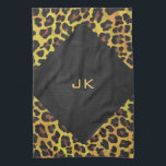 Linge De Cuisine Monogramme avec léopard Brown et jaune<br><div class="desc">Elégant et tendance Léopard Noir, Brown et Jaune tacheté Motifs par Imagine That! Design sur l'électronique, les accessoires, et les cadeaux élégants avec notre touche unique de texture et de pizzas est sûr de satisfaire les besoins des amateurs d'empreintes de léopard et de jungle naturelle posters de animaux de tous...</div>