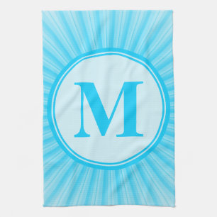 Linge De Cuisine Monogramme bleu soleil personnalisé