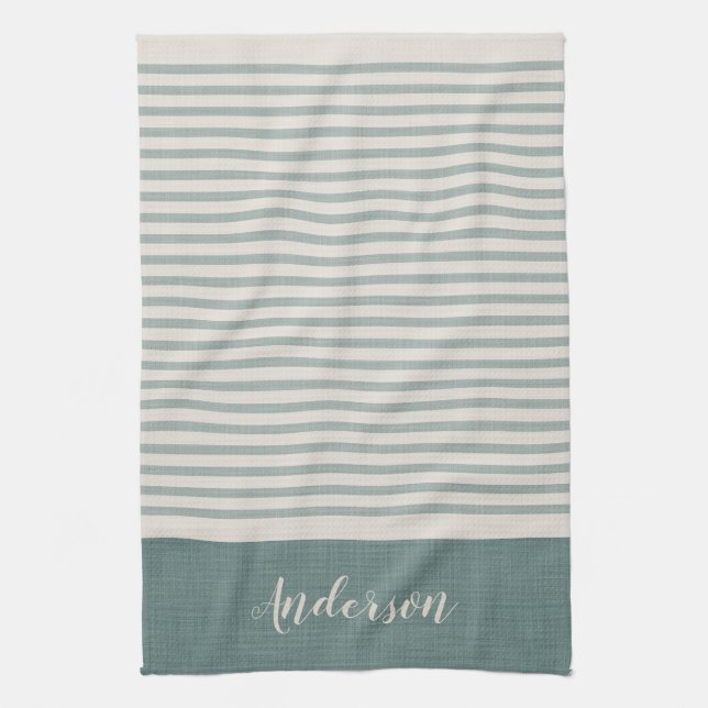 Linge De Cuisine Monogramme bleu turc | Agritourisme (Vertical)