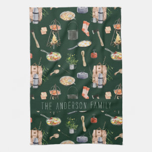 Linge De Cuisine Monogramme Camping Illustrations aquarelle