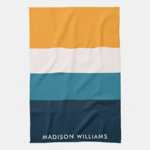 Linge De Cuisine Monogramme Colorblock Horizontal Bande Stylish Kit