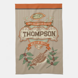 Linge De Cuisine Monogramme Cool rustique Columbian Café Vintage