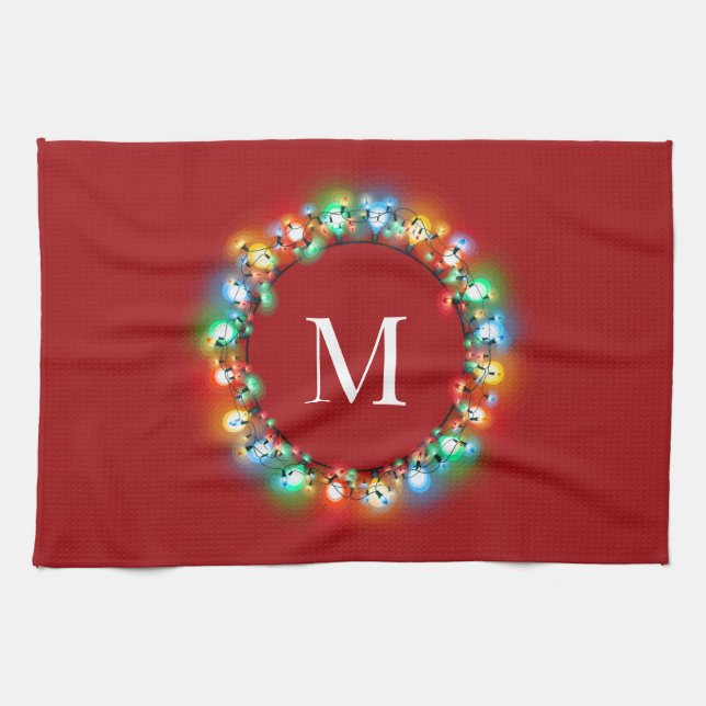 Linge De Cuisine Monogramme dans les lumières de Noël Cirque Vacanc (Horizontal)