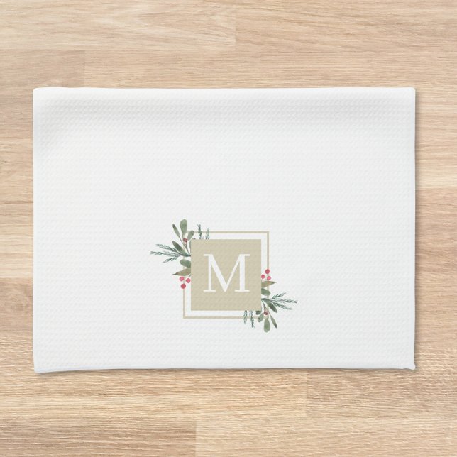 Linge De Cuisine Monogramme de botanique de Noël (Créateur téléchargé)