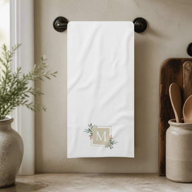 Linge De Cuisine Monogramme de botanique de Noël (Créateur téléchargé)
