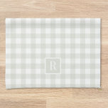 Linge De Cuisine Monogramme de contrôle de buffle à sable doux<br><div class="desc">Cuisine de style ferme moderne personnalisée serviette à main avec initiale de famille sur motif à buffle à sauge souple.</div>