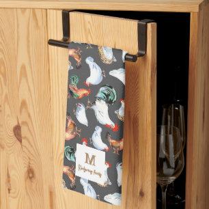 Linge De Cuisine Monogramme de la ferme de la famille du poulet