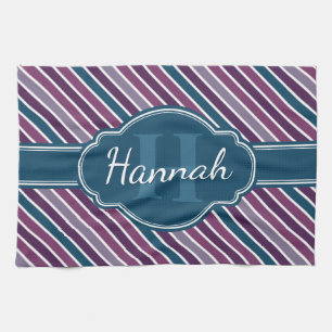 Linge De Cuisine Monogramme de Motif Turquoise Gras Violet