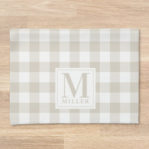 Linge De Cuisine Monogramme de nom de famille à carreaux buffle bei
