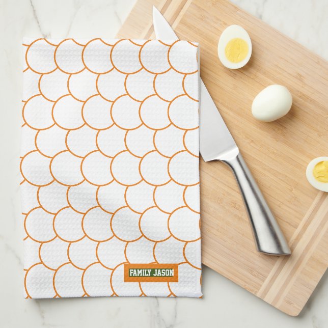 Linge De Cuisine Monogramme de nom personnalisé cercles abstraits b (Quart Plié)