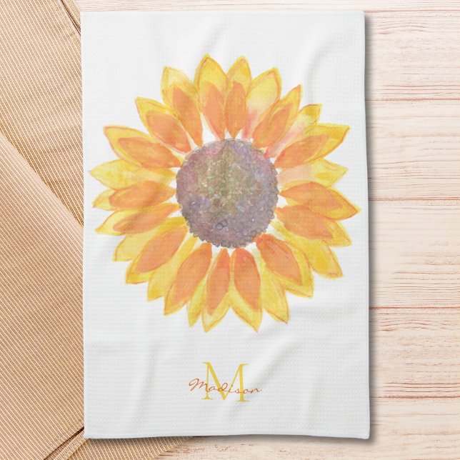 Linge De Cuisine Monogramme de nom Tournesol (Créateur téléchargé)