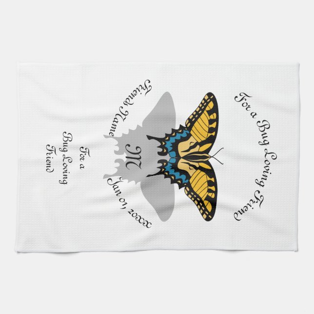 Linge De Cuisine Monogramme de papillon Swallowtail (Horizontal)