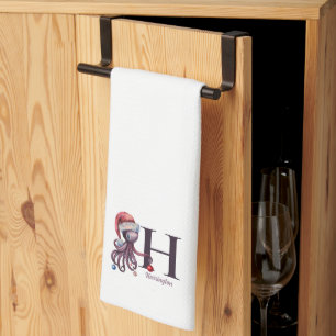 Linge De Cuisine Monogramme de pieuvre de Noël de vacances côtières