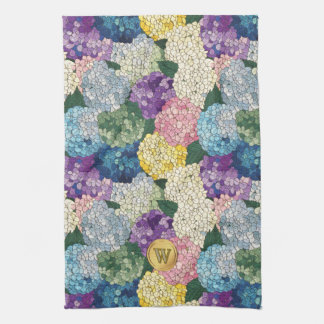 Linge De Cuisine Monogramme en verre teinté faux floral Hydrangeas