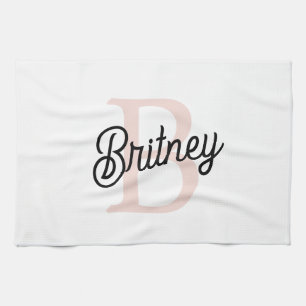 Linge De Cuisine Monogramme et nom personnalisé moderne Pastel Pink