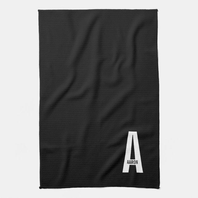 Linge De Cuisine Monogramme et nom personnalisés gras modernes (Vertical)
