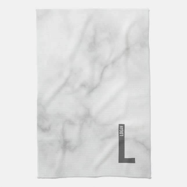 Linge De Cuisine Monogramme et nom personnalisés gras modernes (Vertical)