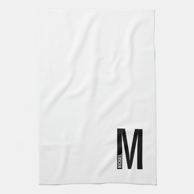 Linge De Cuisine Monogramme et nom personnalisés modernes (Vertical)