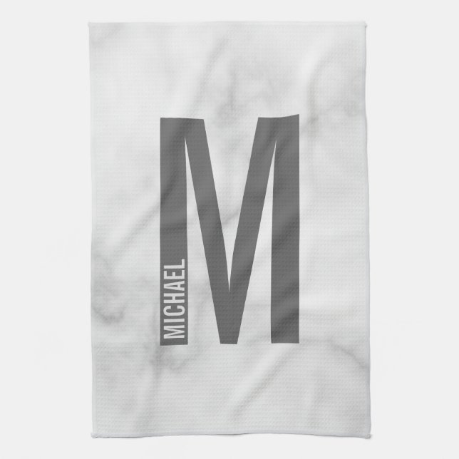 Linge De Cuisine Monogramme et nom personnalisés modernes (Vertical)