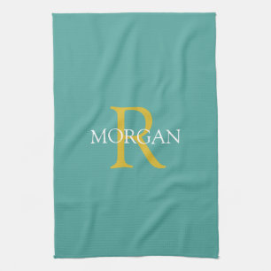 Linge De Cuisine Monogramme et nom tendance en bricolage, texte or/
