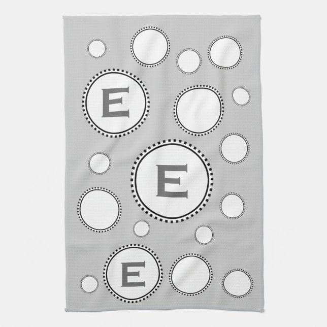Linge De Cuisine Monogramme fait sur commande E ou tous cercles (Vertical)