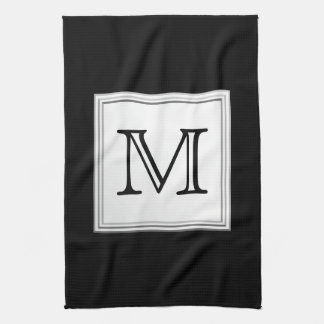 Linge De Cuisine Monogramme fait sur commande imprimé. Gris noir et