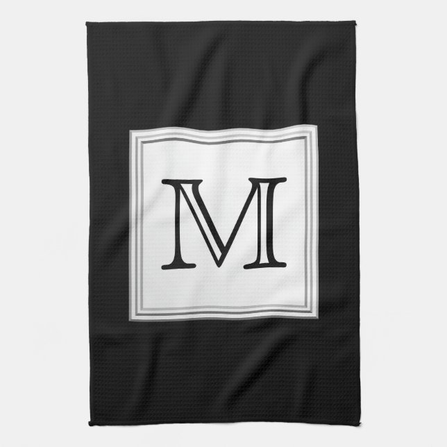 Linge De Cuisine Monogramme fait sur commande imprimé. Gris noir et (Vertical)