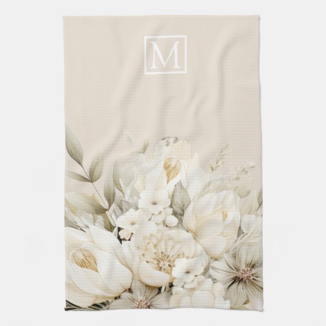 Linge De Cuisine Monogramme floral personnalisé pour la fête des mè (Vertical)